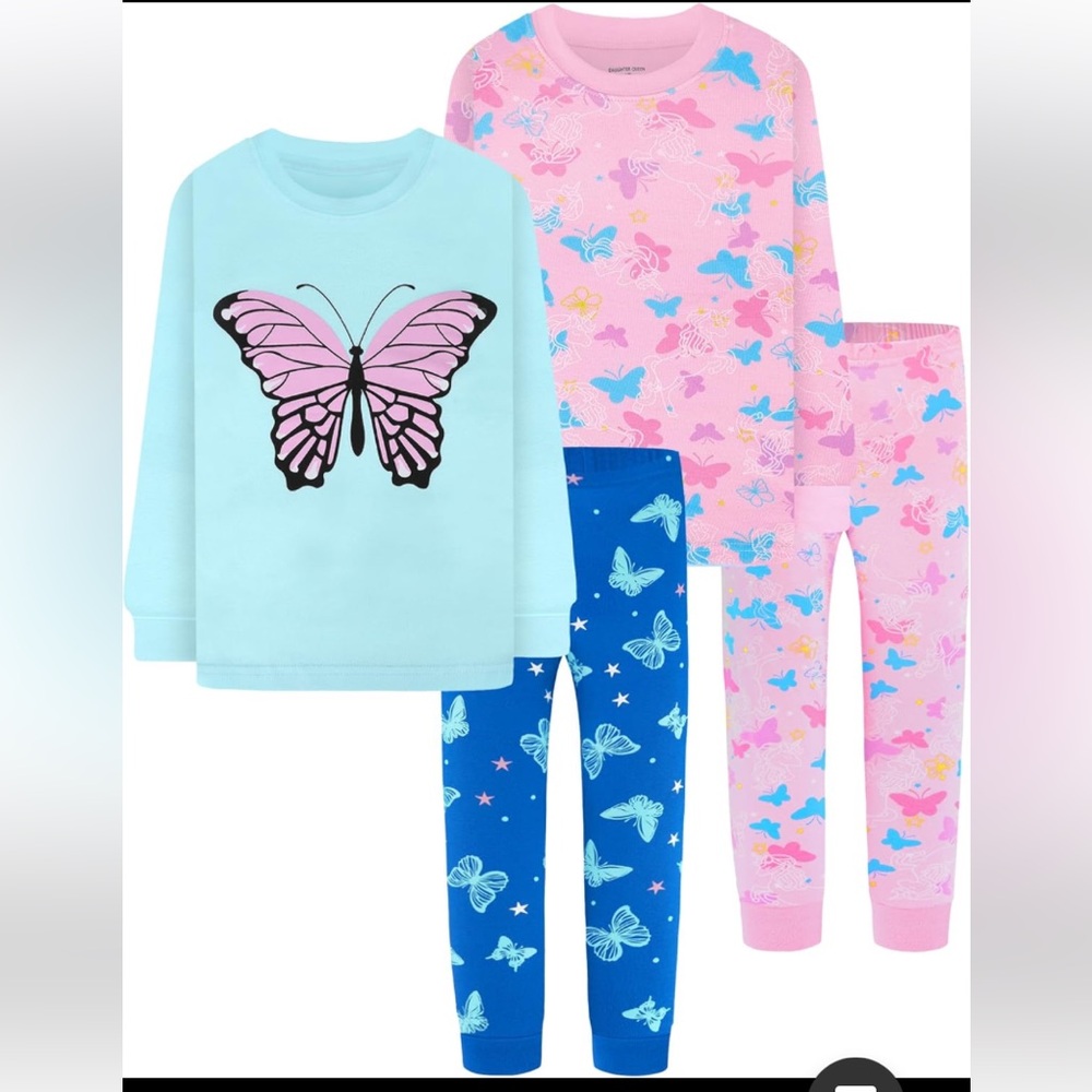 Girls 4 Piece Pajama Sets Cotton 18-24 Mos.